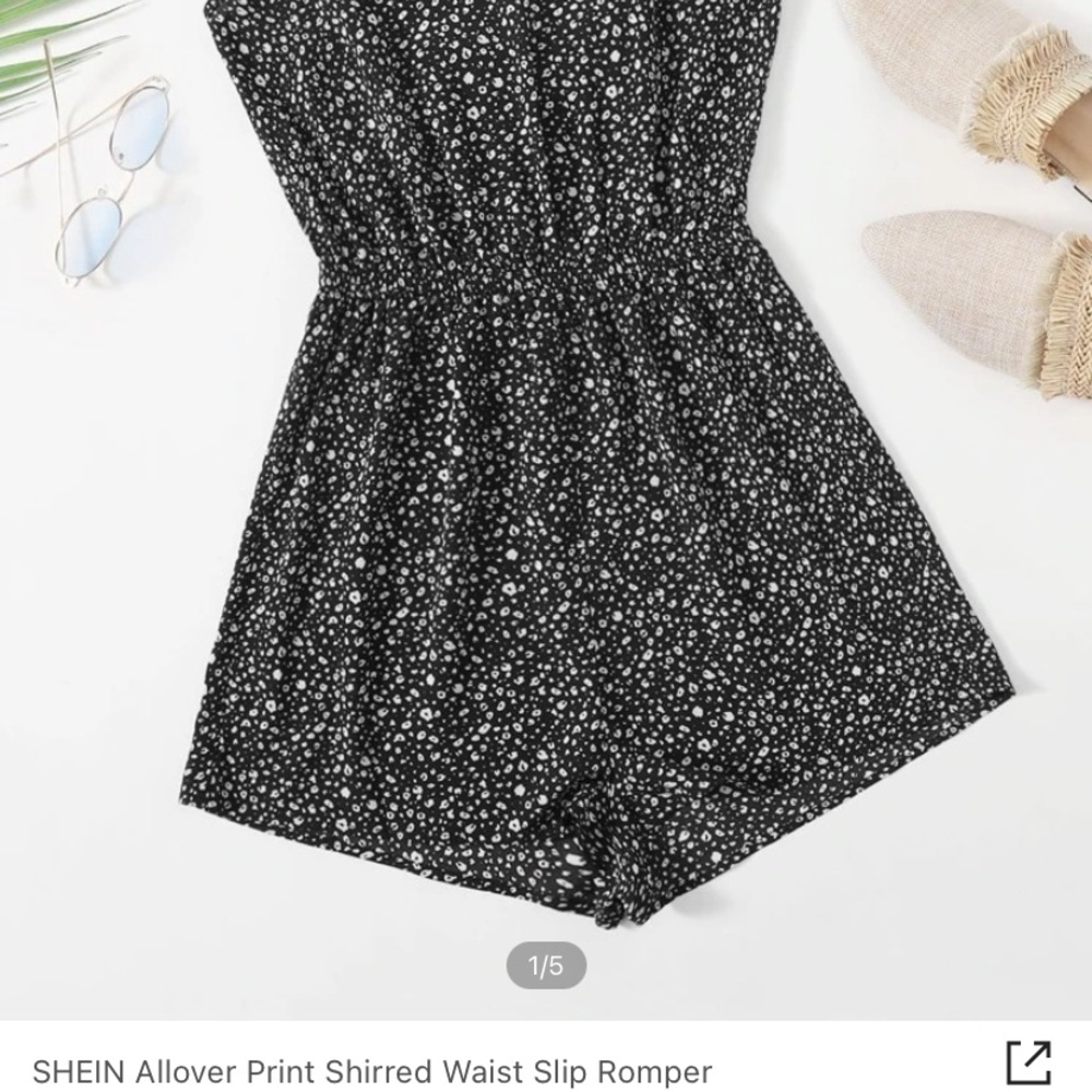 SHEIN black with white polka dots romper